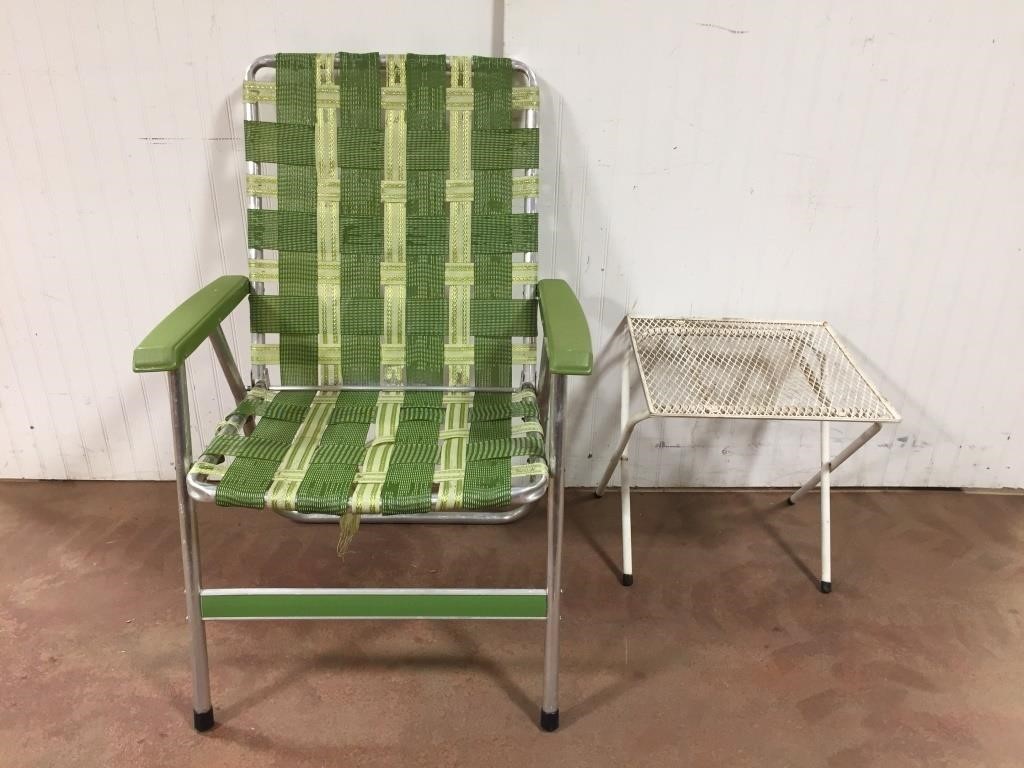 Lawn Chair and Small Metal Patio Table