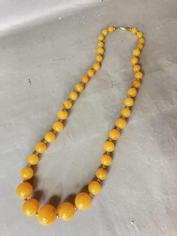 Faux Egg Yolk Amber Bead Necklace