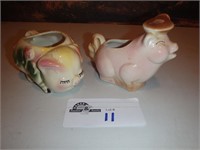 PAIR OF PIGS CREAMER AND SUGAR DISHES