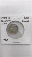 1964-d Roosevelt Dime 90% Silver