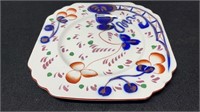 Allertons Gaudy Welch Hand Painted Flow Blue Plate