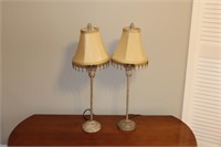 Set of 2 Cream Colored  Beaded Lamps