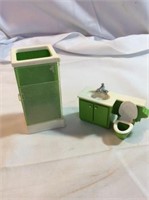Doll house furniture shower with toilet and sink
