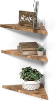 DELFOY Rustic Wood Corner Shelf Set