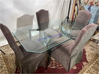 Glass Top Table & 4 Chairs
