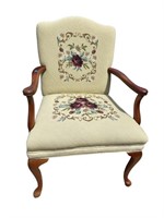 MAHOGANY FRAMED QUEEN ANNE NEEDLEPOINT CHAIR