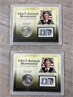 Pair, John F. Kennedy Bicentennial Coin & Stamp
