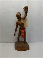 Solid Wood Hand Carved Asian Native (head in hand)