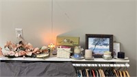 Lotus desk light, painting, candles, flowers,