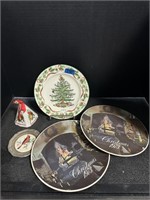 Christmas Plates & Bell