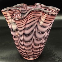 Beautiful Large Murano Purple Swirl Art Glass