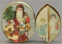 TWO EARLY CHRISTMAS CANDY BOXES