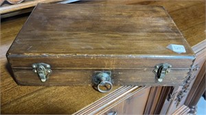 Wood Sewing Box with Contents