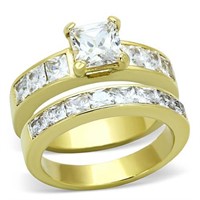 Gold-pl. Princess Cut 1.70ct White Sapphire Ring