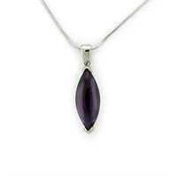 Marquis .75ct Amethyst Hanging Cat Eye Necklace