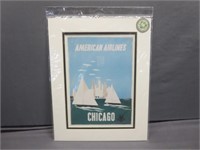 1951 American Airlines Chicago Poster & Matted