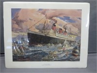 RMS Queen Mary Print by Arthur Beaumont 11x14"