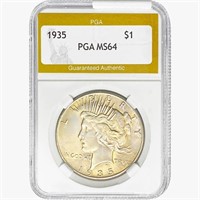 1935 Silver Peace Dollar PGA MS64