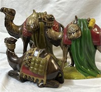 Large Glazed Pottery Camel Nativity Figurines 8"