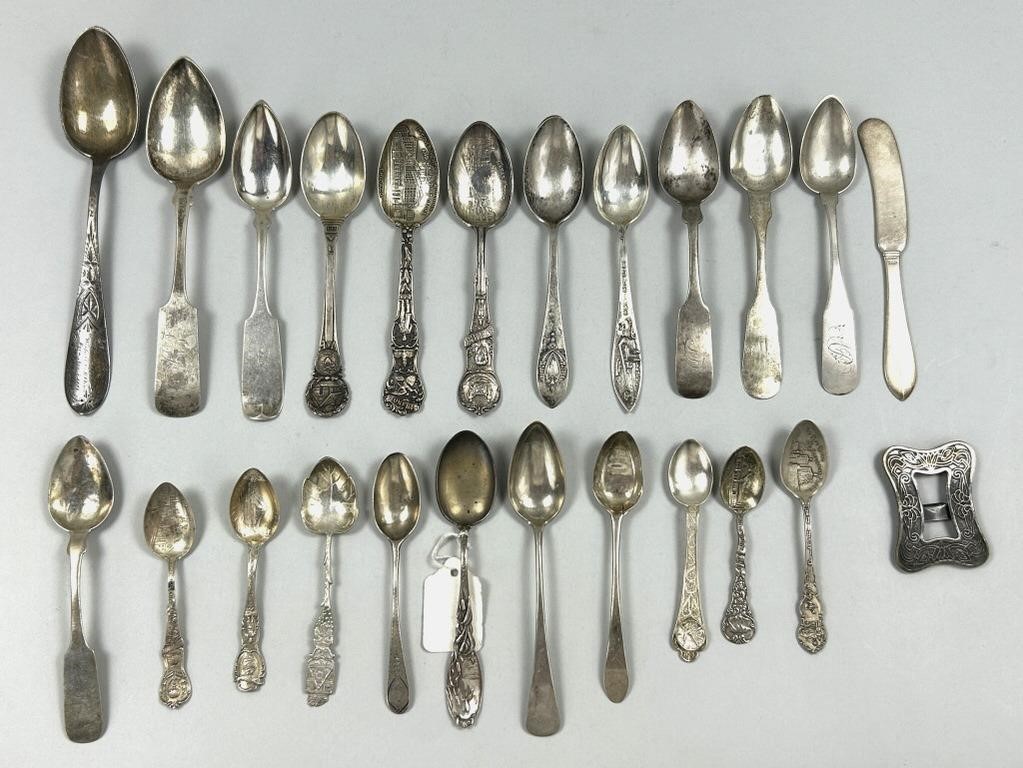 Souvenir & Antique Spoons (Some Sterling).