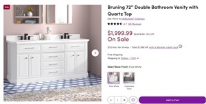 FM3067  Bruning 72 Double Bathroom Vanity