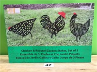 3pk Chicken & Rooster Garden Stakes
