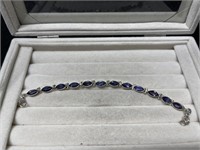 Sterling Silver Adjustable 6.5-7.5" Blue Stone Bra