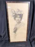 Victorian lady in an early wooden frame