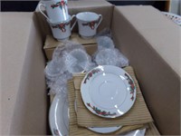 Box of Christmas china