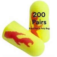 3M Ear Plugs, 200 Pairs/Box, E-A-Rsoft Yellow Neon