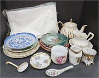 (W) China Lot Includes Decorative Plates, Teapot,