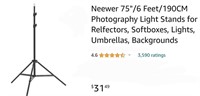 Neewer 75"/6 Feet/190CM Photography Light Stands s