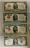 US currency red seal notes and silver certificate