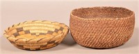 2 Vintage S.W Indian Baskets, Papago Coiled, Antiq