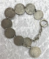 Vintage Ladies Silver Coins Bracelet