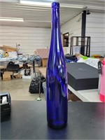 Blue glass bottle/vace 19 in