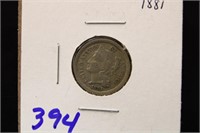 1881 U.S. THREE CENT COIN