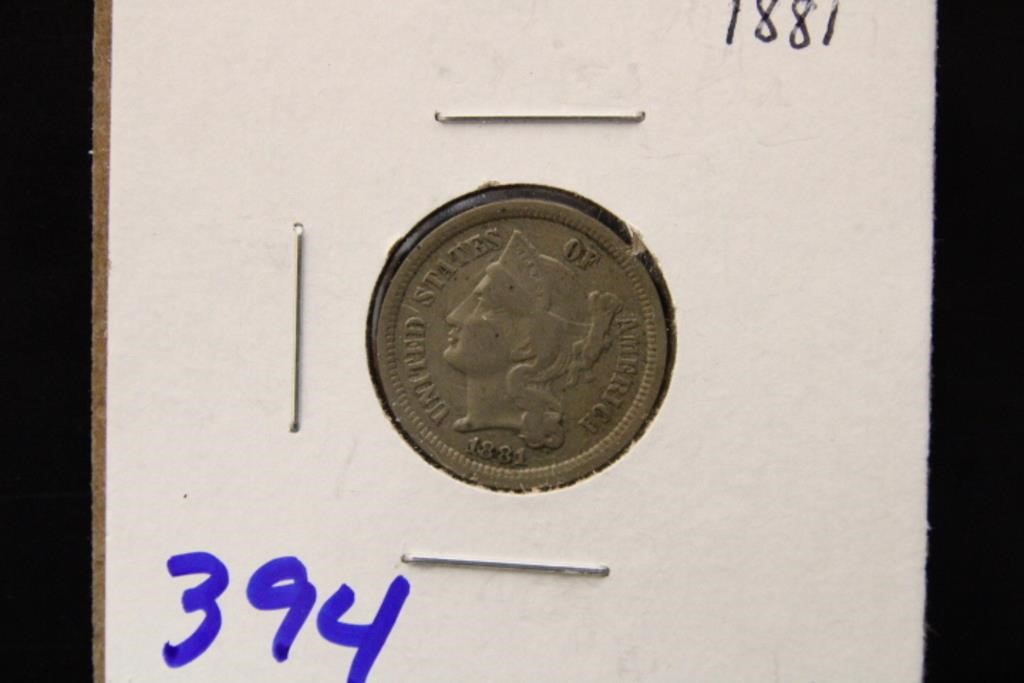 1881 U.S. THREE CENT COIN