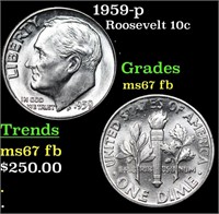 1959-p Roosevelt Dime 10c Grades Gem++ Full Bands