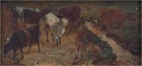 COWS BY STREAM PAINTING BY A. YEAGER