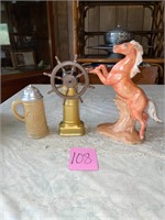 Old Spice decanters and ceramic horse