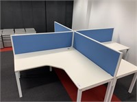 White Timber Top 4 Person Work Station