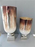 Huge Mercury Glass Hurricane vases/pillar holders