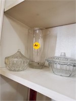 COLLECTION OF CANDY DISHES AND VASE