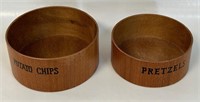 TWO FUN MID CENTURY CHIPS & PRETZELS BOWLS