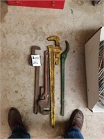 3 x Pipe Wrenches and 1 Fencing Tool.