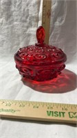 Ruby Red Bulls Eye Covered Candy Dish