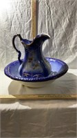 Prussia Blue and Gold Wash Basin