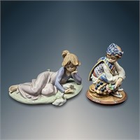 Pair Of Lladro Porcelain Figures, "Valencian Bouqu