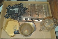 (R) Lot with Cast Iron Picture Frame, Jewelry Box,